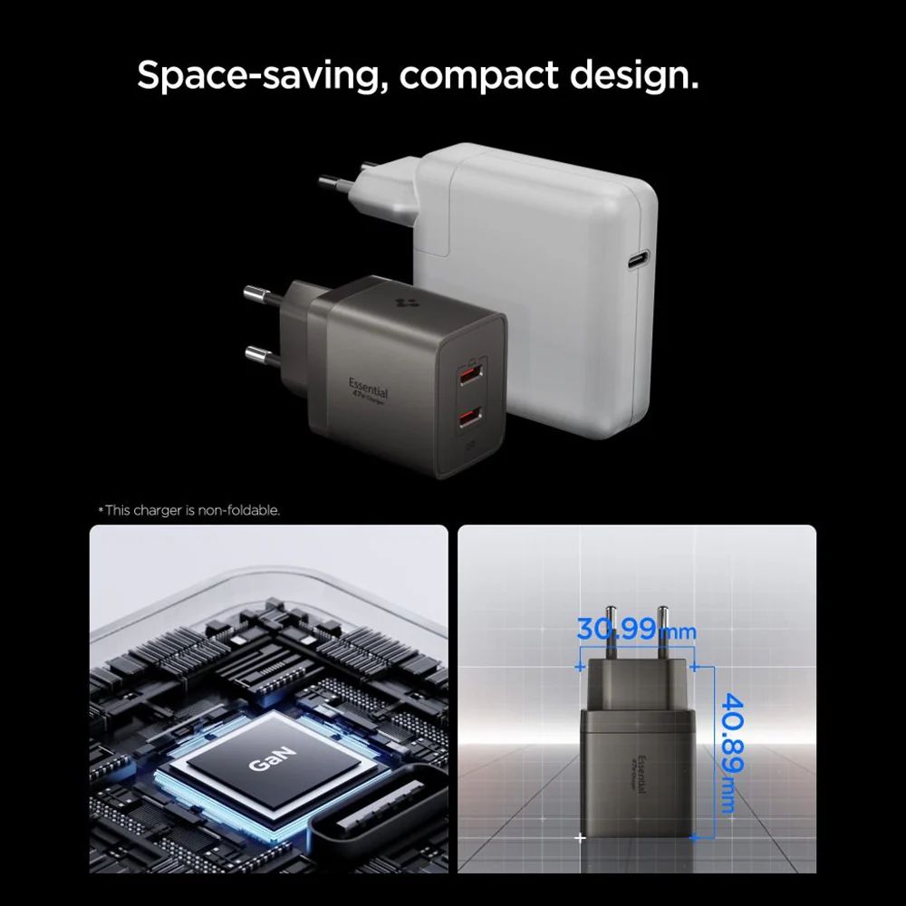 Spigen Essential 47W Wall Charger Gunmetal