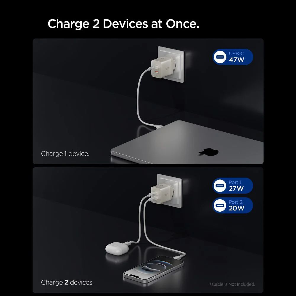 Spigen Essential 47W Wall Charger Natural Titanium