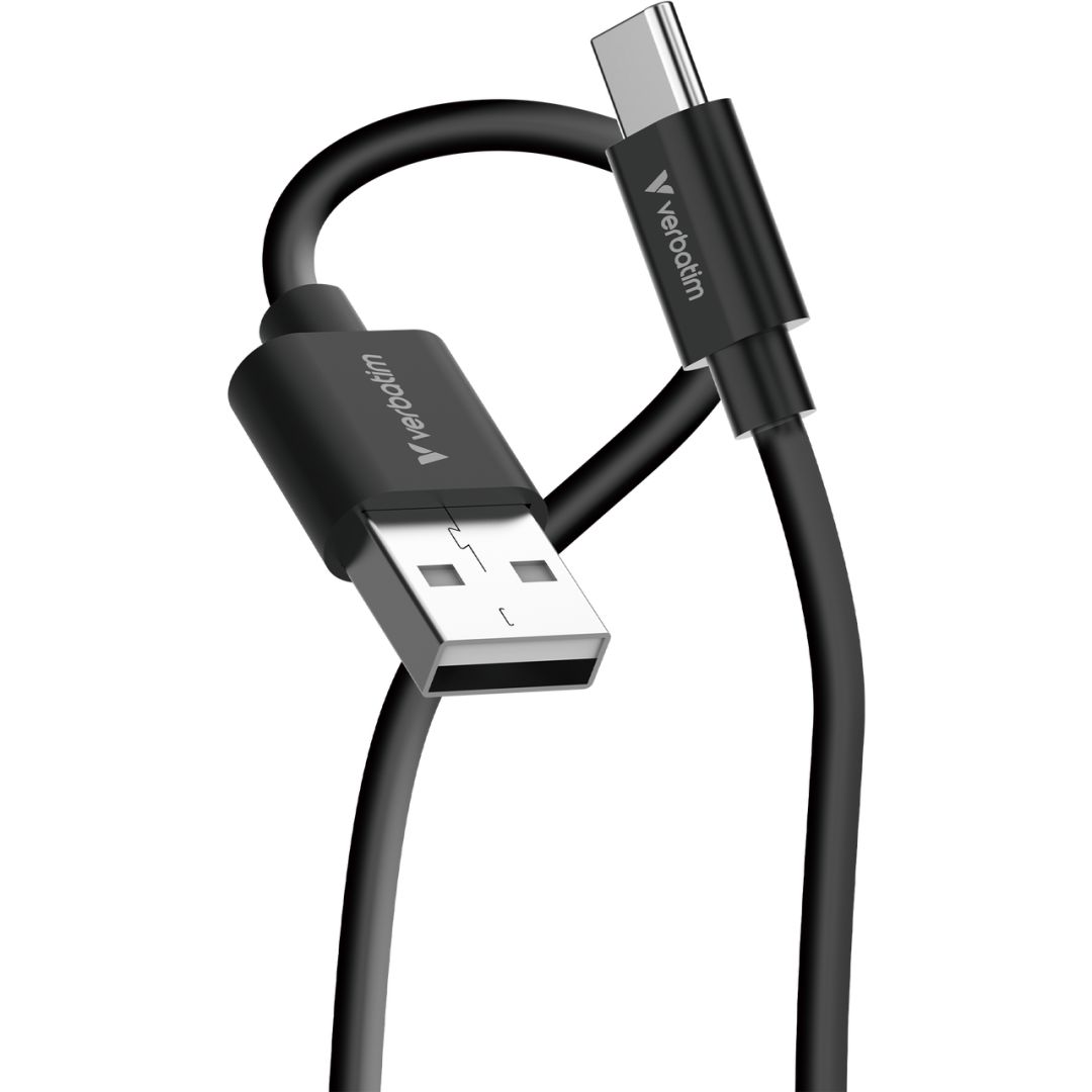 Verbatim Essentials Sync & Charge USB-A to USB-C 18W cables 1m 2/pack Black/White