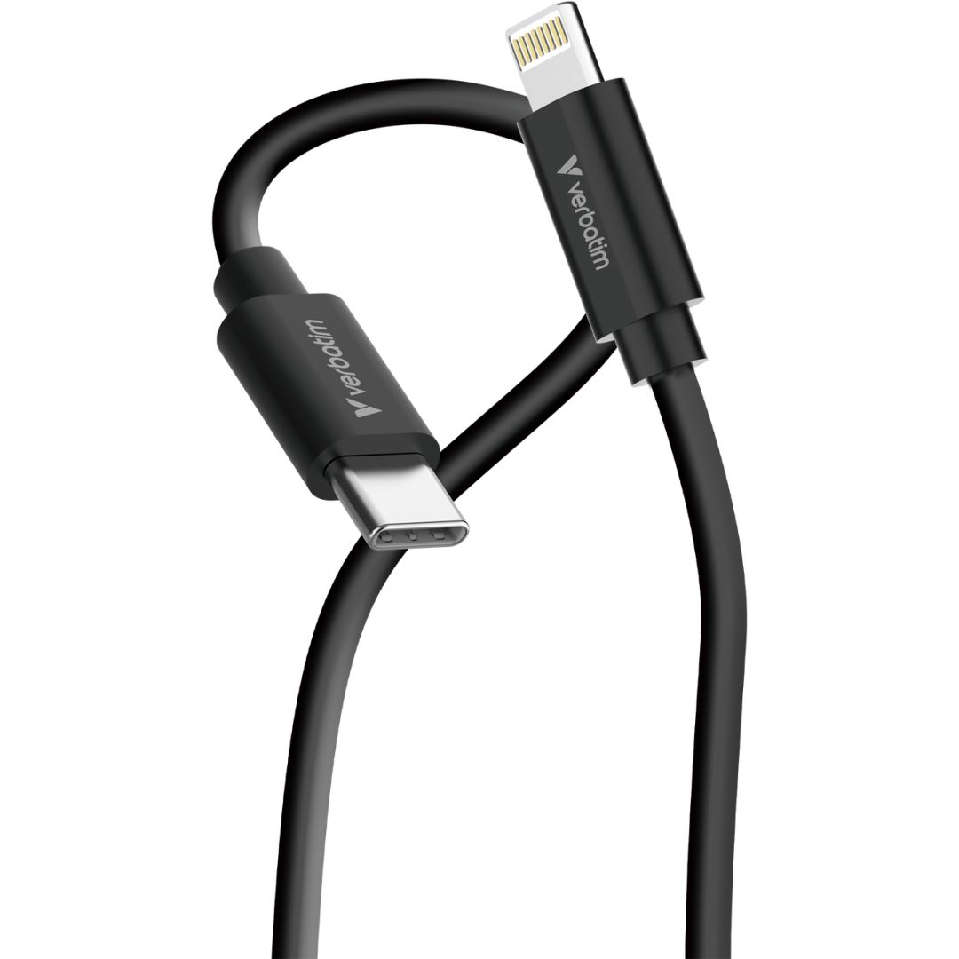 Verbatim Essentials Sync & Charge USB-C to Lightning 27W Cables 1m 2/pack Black/White