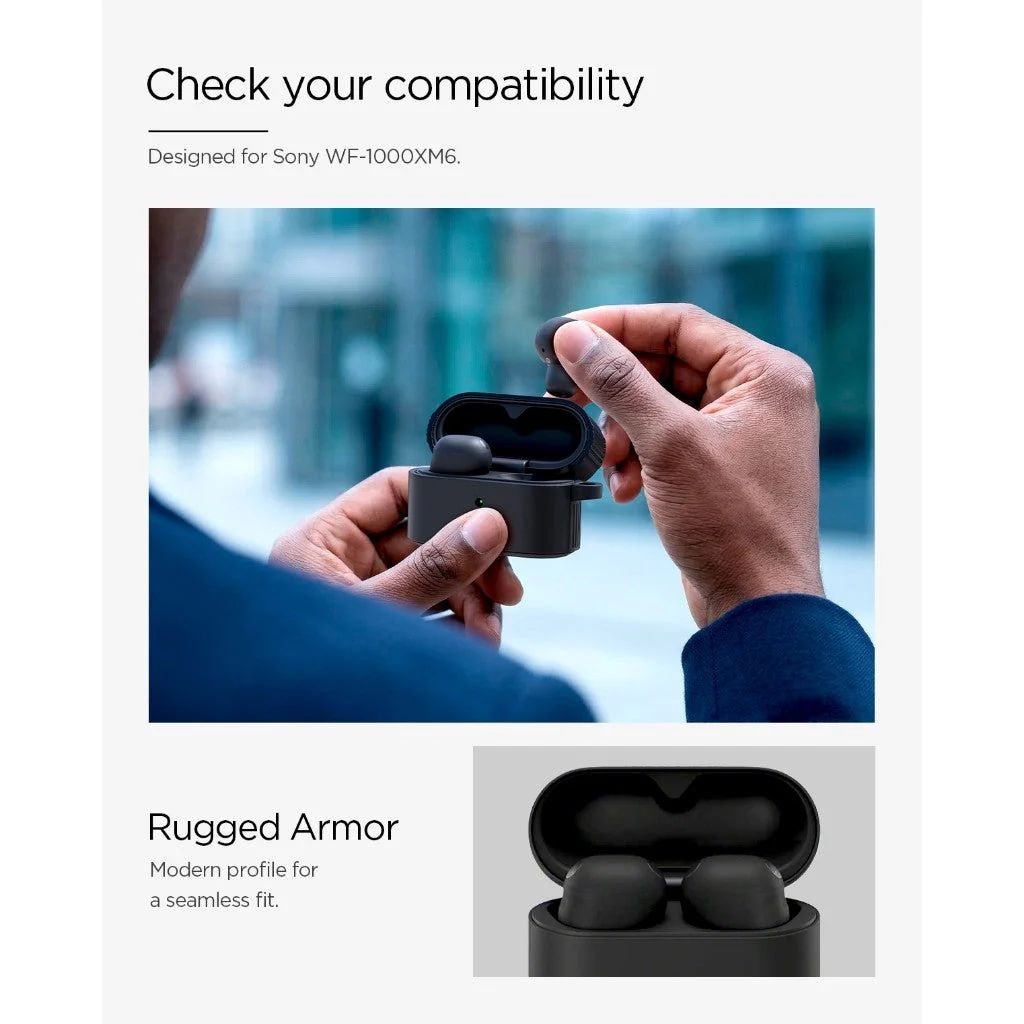 Spigen Rugged Armor case for Sony WF-1000XM6 Matte Black