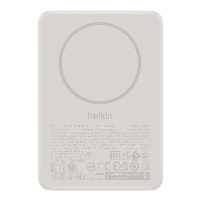 Belkin BoostCharge Slim Magnetic 10000mAh PowerBank Sand