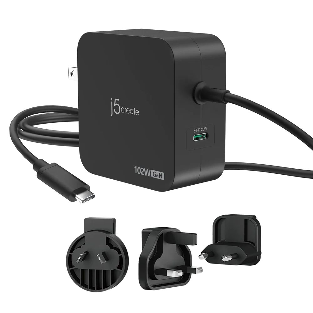j5create JUP25102V 5-20V / 5A 102W Type-C univerzális hálózati notebook töltő