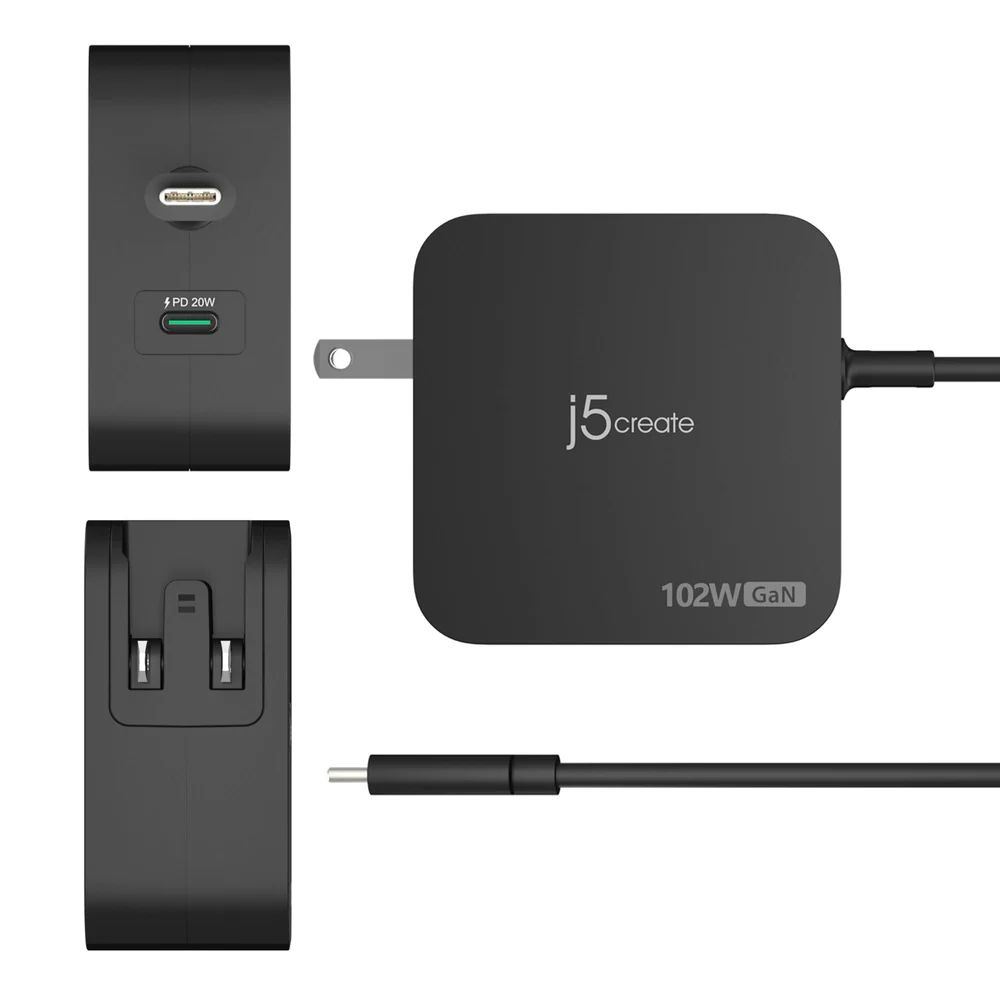 j5create JUP25102V 5-20V / 5A 102W Type-C univerzális hálózati notebook töltő