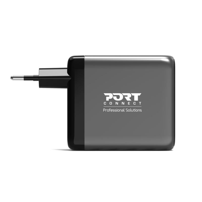 Port Designs GaN2 PD 100W Wall Charger with 70cm USB-C cable Black