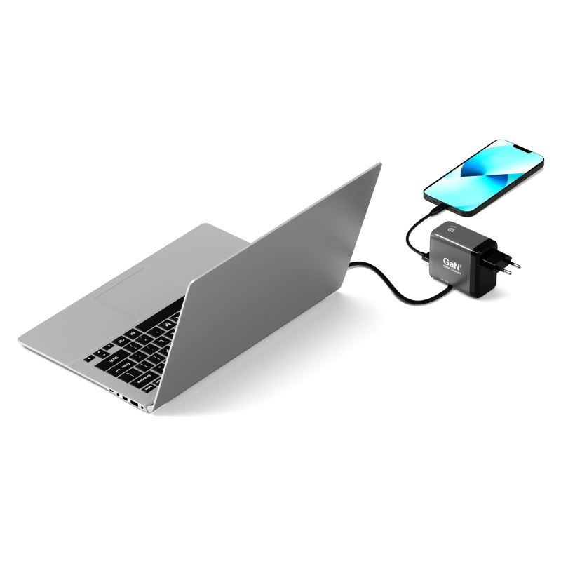 Port Designs GaN2 PD 100W Wall Charger with 70cm USB-C cable Black