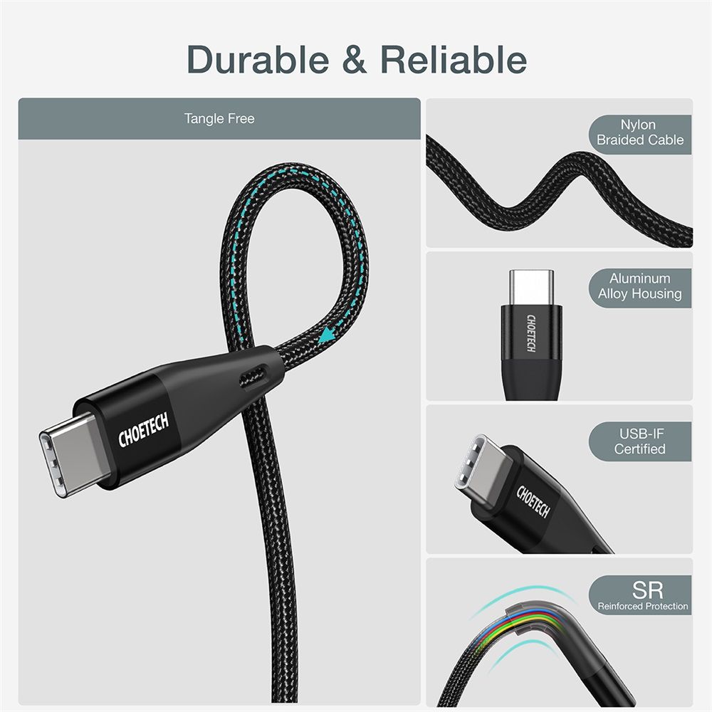 Choetech  XCC-1003 PD60W USB-C to USB-C cable 1,2m Black