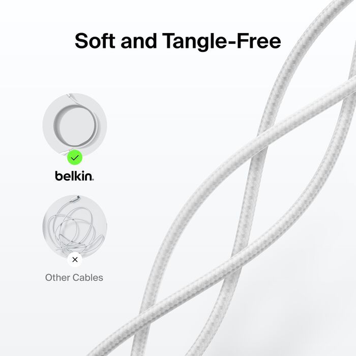 Belkin Braided USB-A to USB-C Cable 15W 2m White