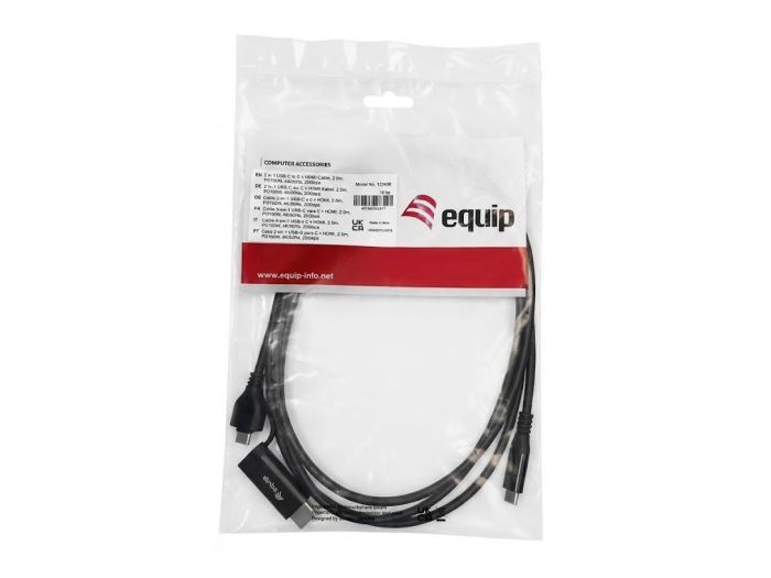 EQuip 2 in 1 USB-C to C + HDMI Cable 4K/60Hz 2m Black