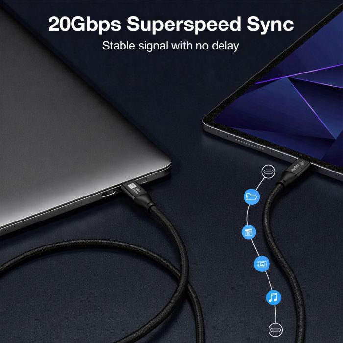 EQuip 2 in 1 USB-C to C + HDMI Cable 4K/60Hz 2m Black