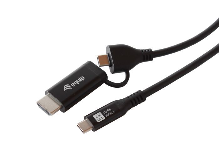 EQuip 2 in 1 USB-C to C + HDMI Cable 4K/60Hz 3m Black