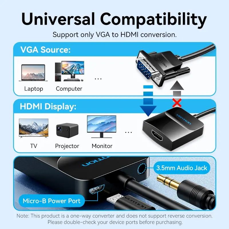 Vention VGA to HDMI adapter Black