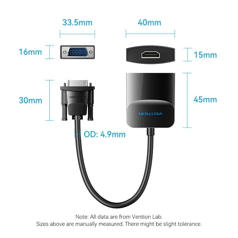 Vention VGA to HDMI adapter Black