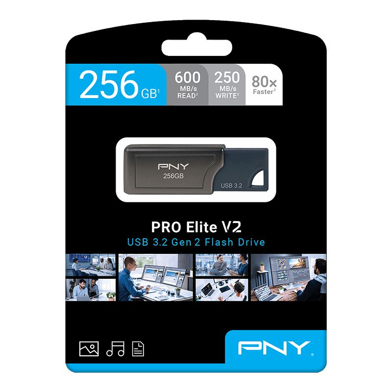 PNY 256GB PRO Elite V2 Gen 2 Flash Drive USB3.2 Black