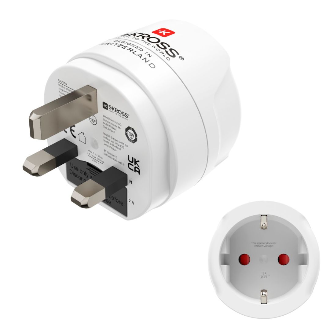 SKROSS EU & UK Fip átalakító utazó adapter White