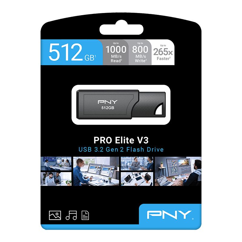 PNY 512GB PRO Elite V3 Gen 2 Flash Drive USB3.2 Black