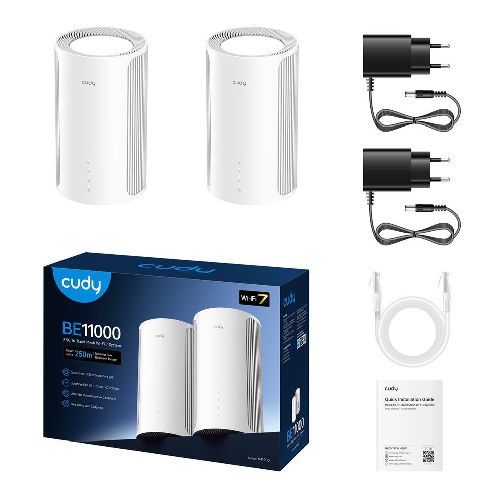 Cudy M11000 BE11000 2.5G Tri-Band Mesh Wi-Fi 7 System