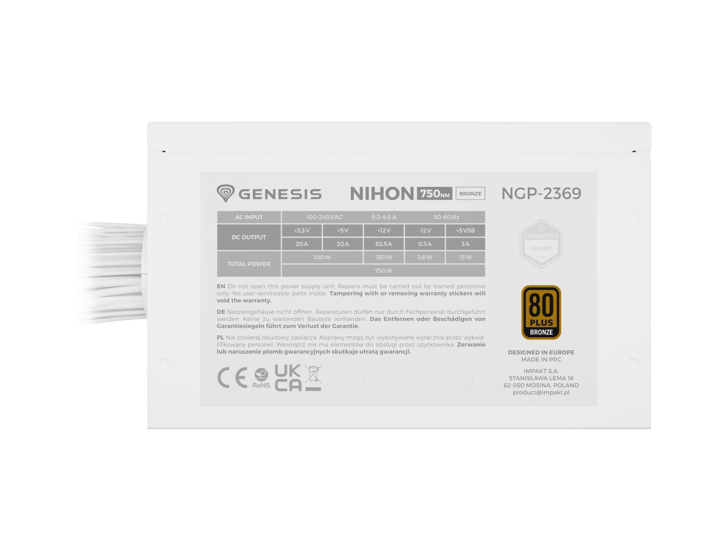 Genesis 750W 80+ Bronze Nihon 750NM White