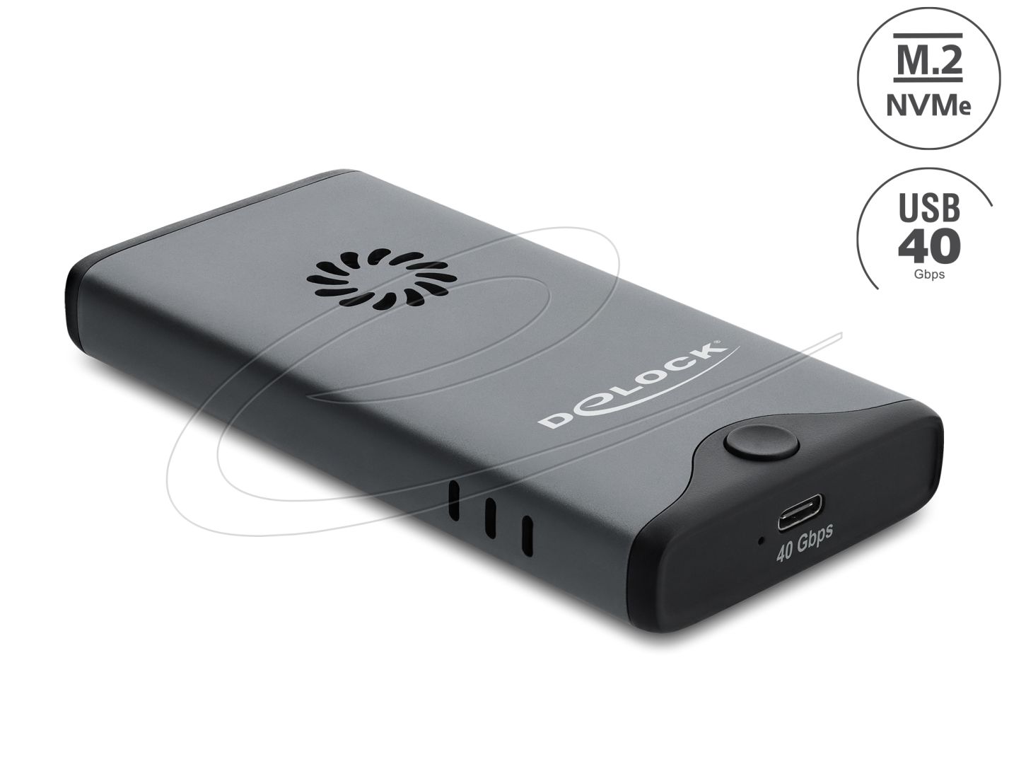 DeLock USB Type-C 40Gbps Enclosure for 1xM.2 NVMe PCIe SSD with fan Tool Free Black