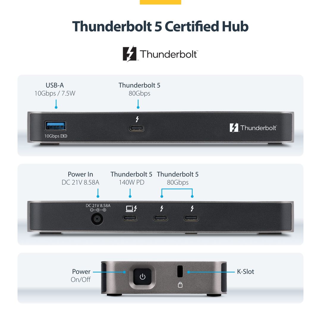 Startech 4-Port Thunderbolt 5 Hub Black