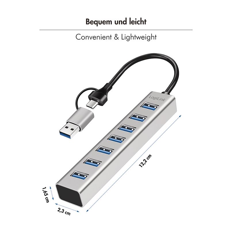 Logilink 7-portos USB3.2 HUB Aluminium