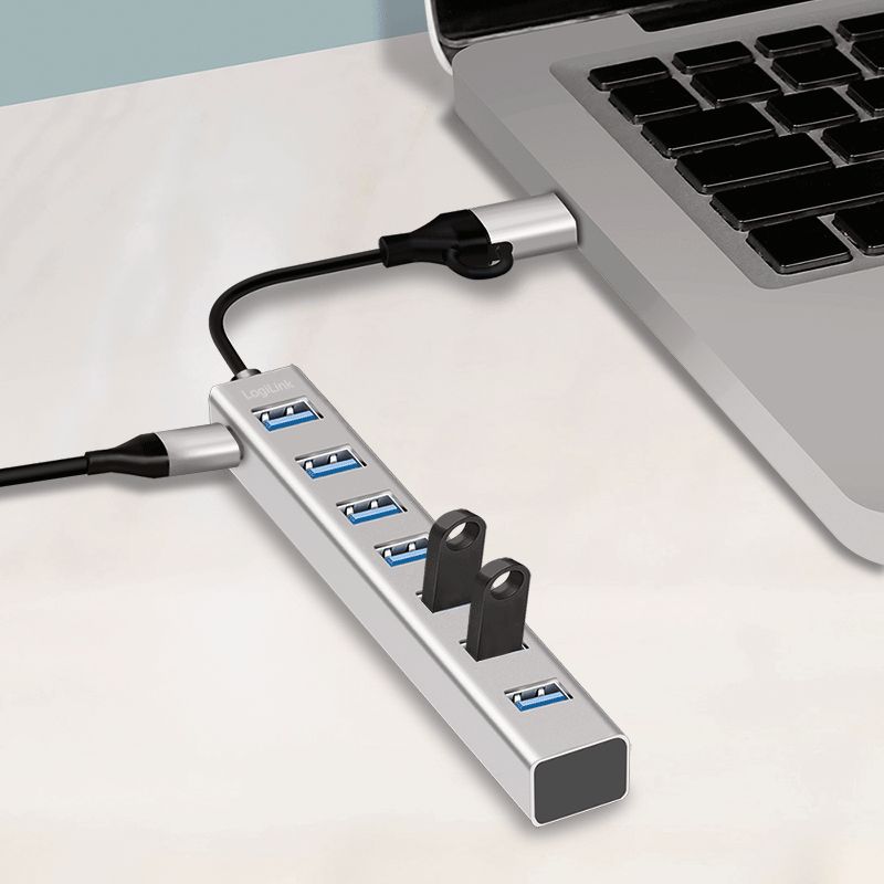 Logilink 7-portos USB3.2 HUB Aluminium