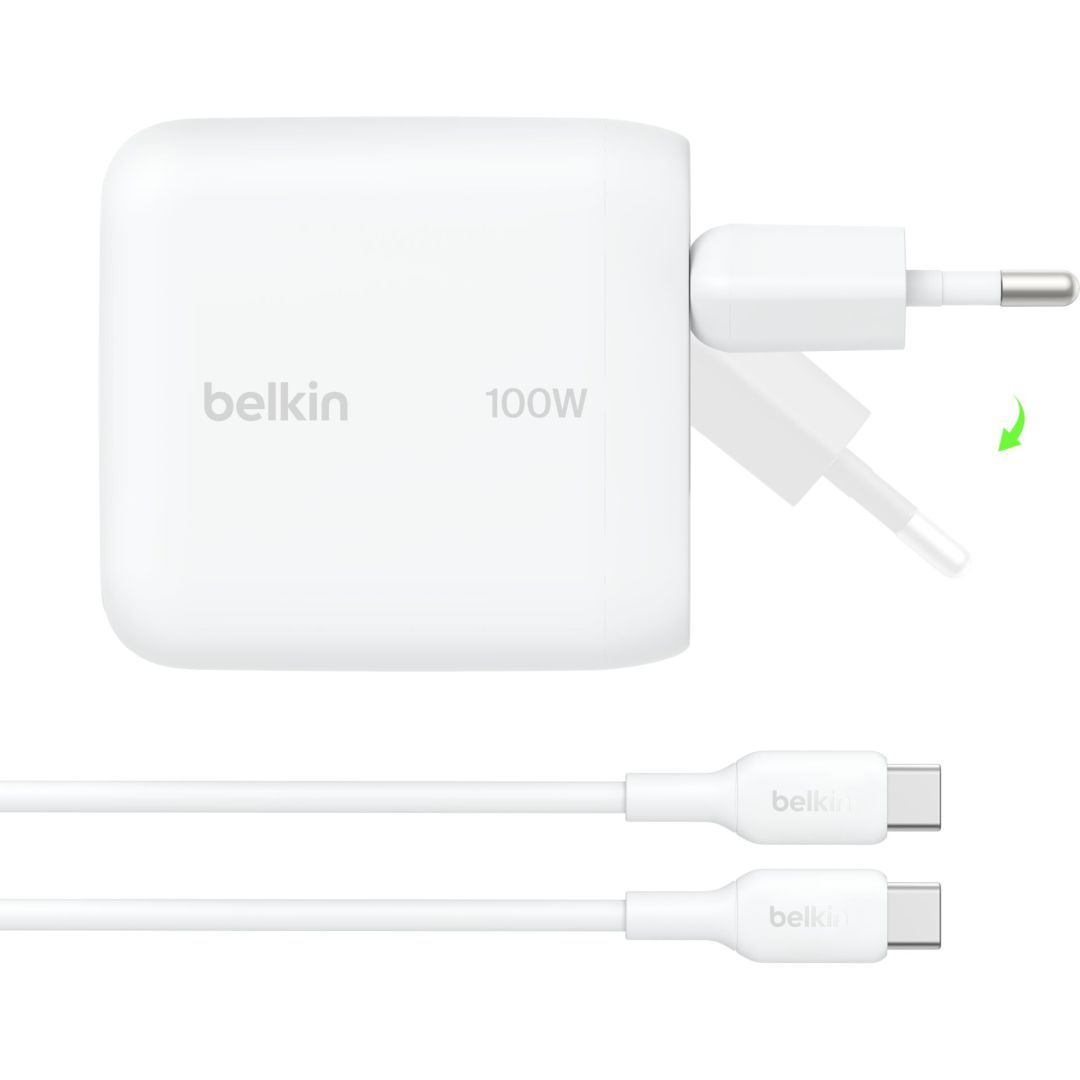 Belkin BoostCharge USB-C GaN-Wall Charger (100 W) + USB-C cable White
