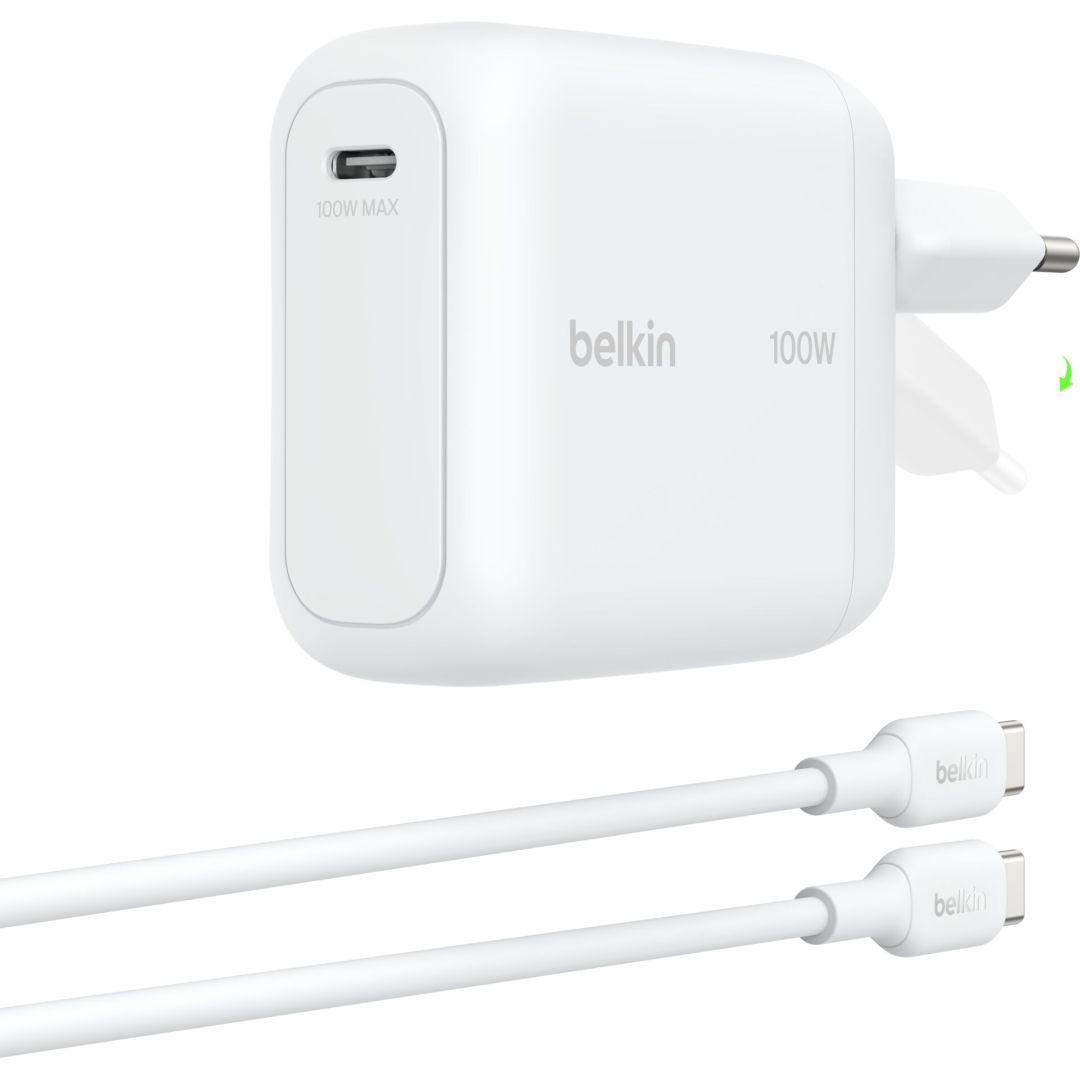 Belkin BoostCharge USB-C GaN-Wall Charger (100 W) + USB-C cable White
