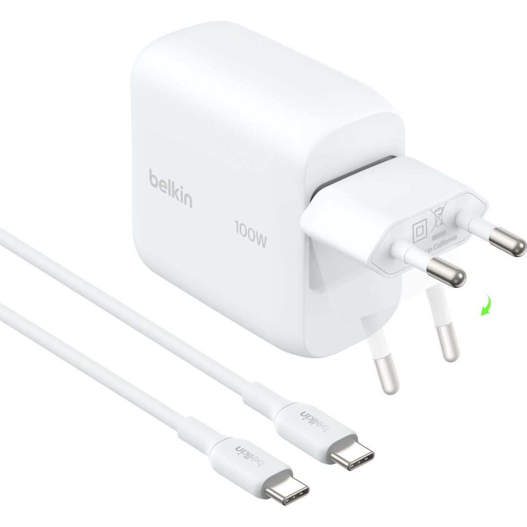 Belkin BoostCharge USB-C GaN-Wall Charger (100 W) + USB-C cable White