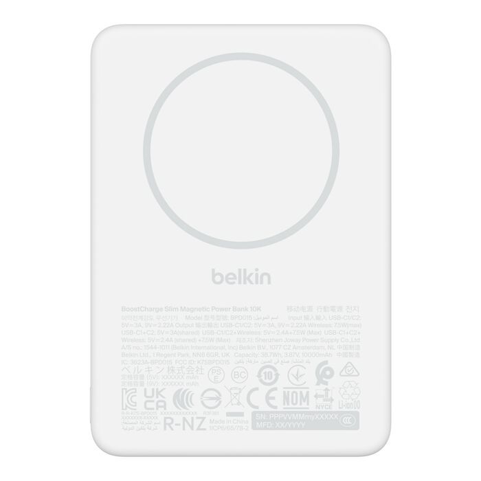 Belkin Slim Magnetic 10000mAh PowerBank White