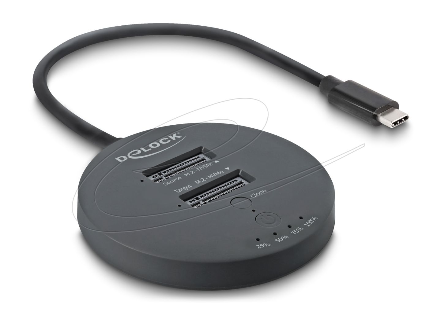 DeLock USB 20 Gbps M.2 Docking Station for 2xM.2 NVMe PCIe SSD with Clone function Black
