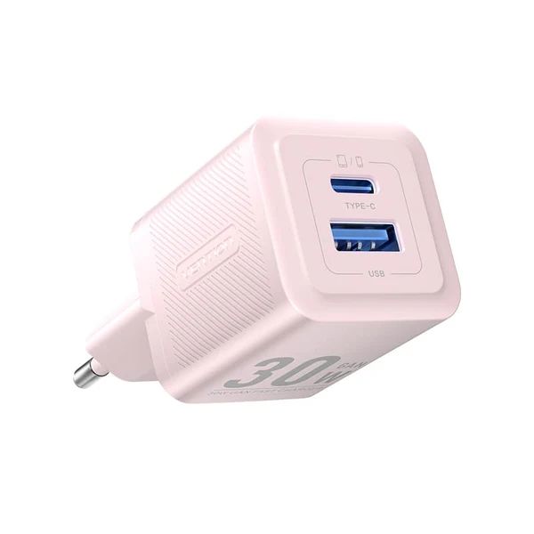 Vention 2-Port USB (C+A) GaN Charger (30W/30W) EU-Plug Pink