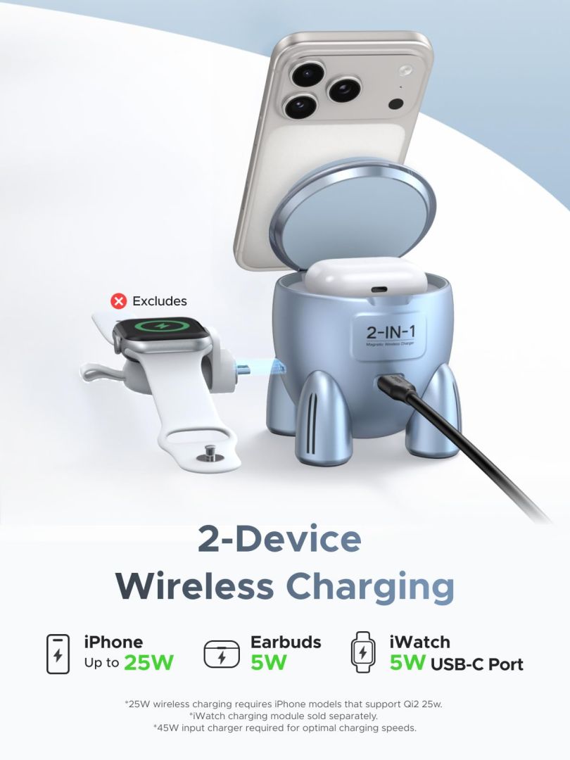 UGREEN UNO Rocket Shape Wireless Charger 25W Blue