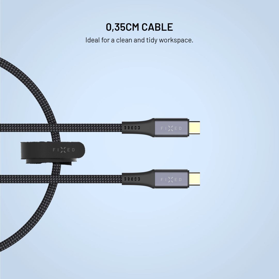 FIXED USB-C/USB-C PD 3.1 USB4 Gen3 40Gbps 8K60Hz 240W kábel, 0,35m fekete