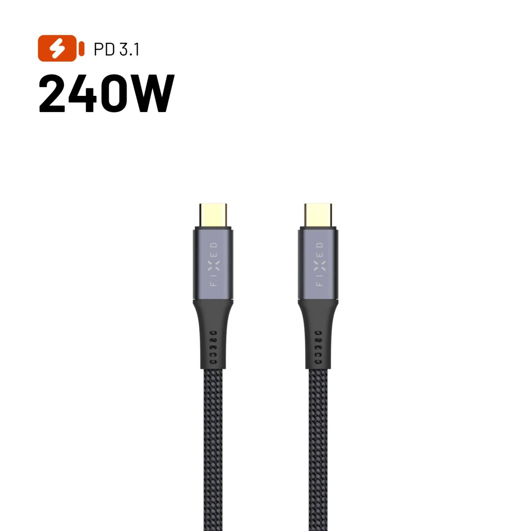 FIXED média kábel USB-C/USB-C PD 3.1 USB4 8K60Hz 240W 2m, fekete