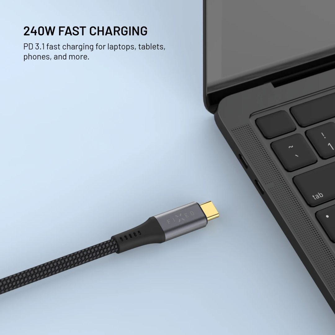 FIXED média kábel USB-C/USB-C PD 3.1 USB4 8K60Hz 240W 2m, fekete
