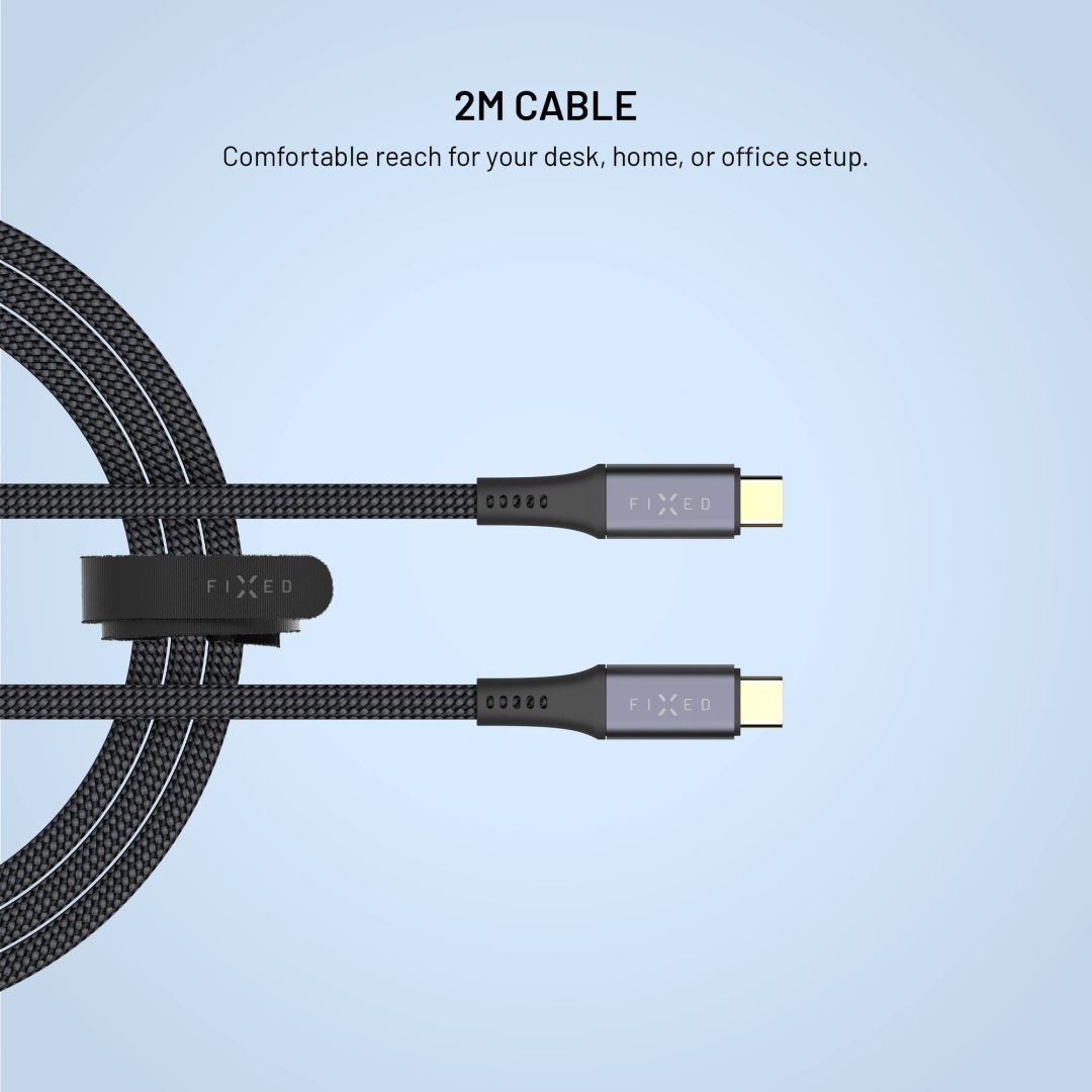 FIXED média kábel USB-C/USB-C PD 3.1 USB4 8K60Hz 240W 2m, fekete