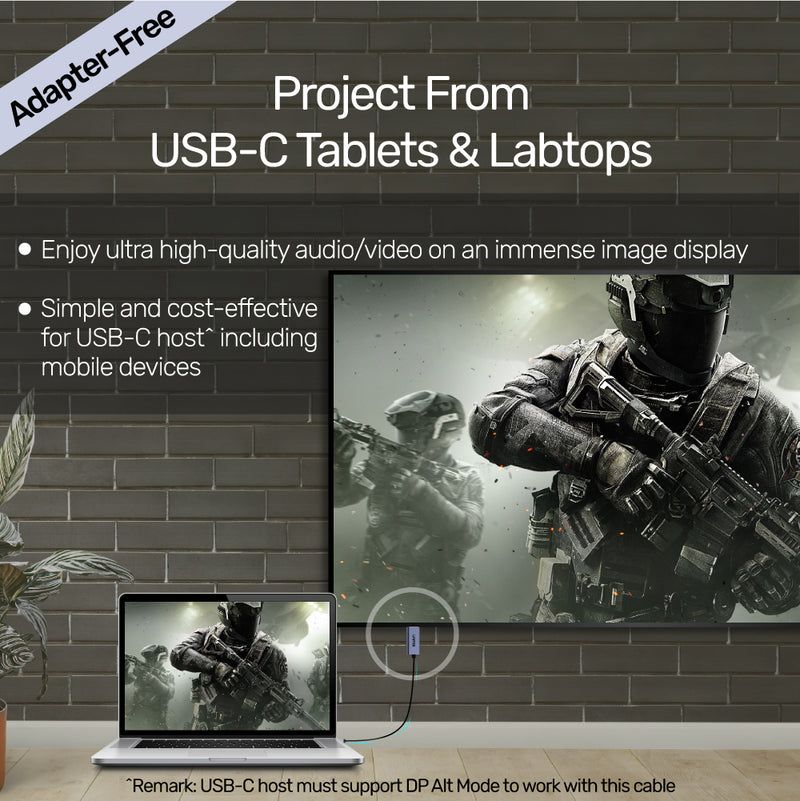 Unitek 4K 60Hz USB-C to DisplayPort 1.2 Cable 2m Space Grey
