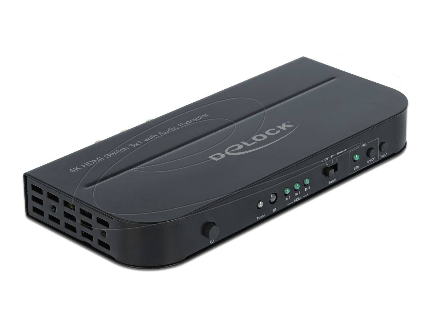 DeLock HDMI Switch 3 x HDMI in to 1 x HDMI out 4K 60 Hz with Audio Extractor