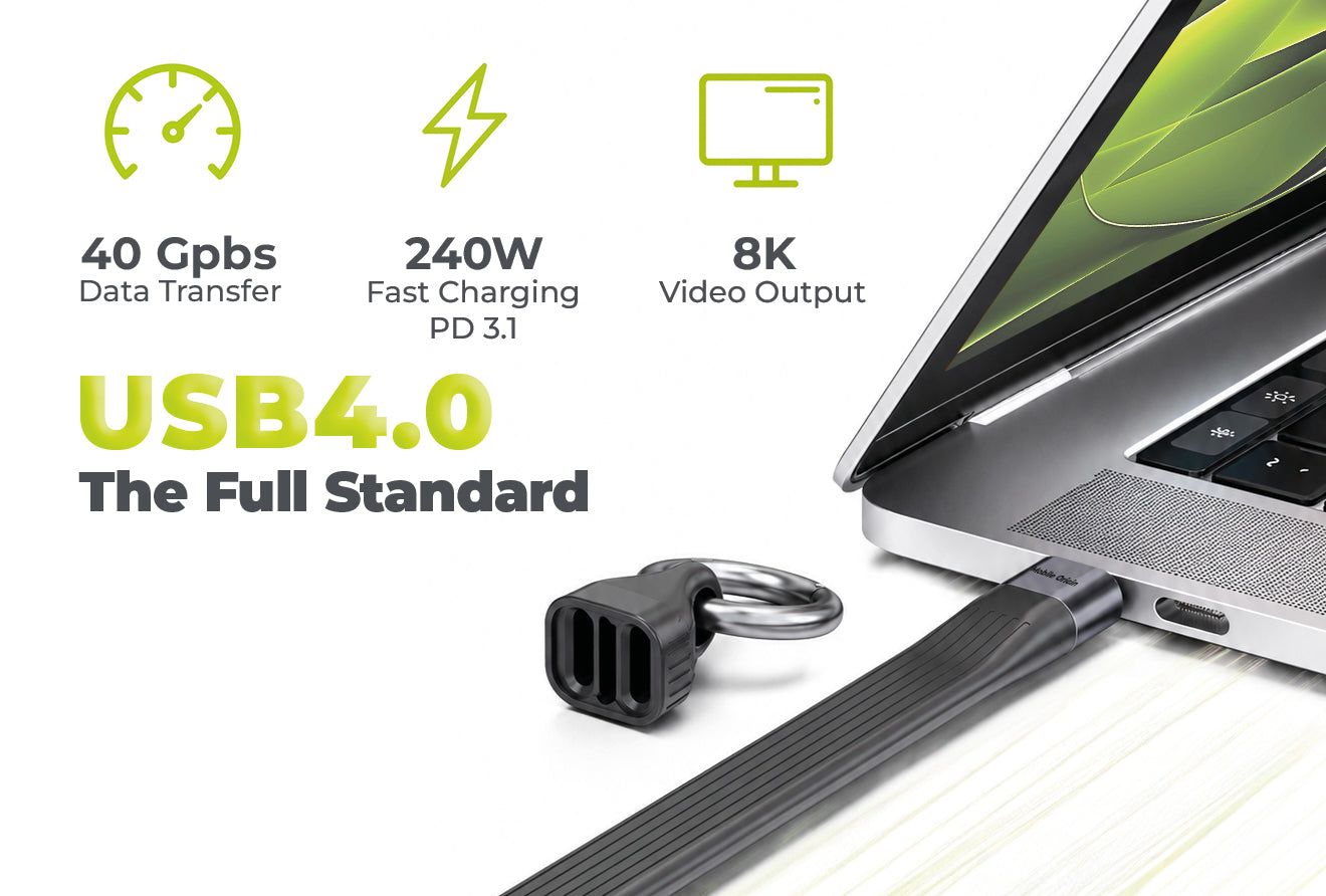 Mobile Origin CB17 240W 40Gbps 8K USB-C Keychain Cable Black