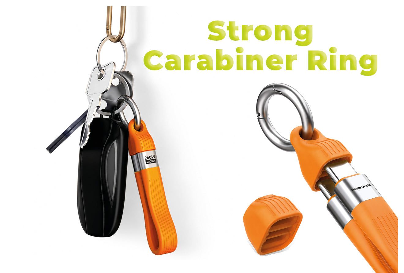 Mobile Origin CB17 240W 40Gbps 8K USB-C Keychain Cable Orange