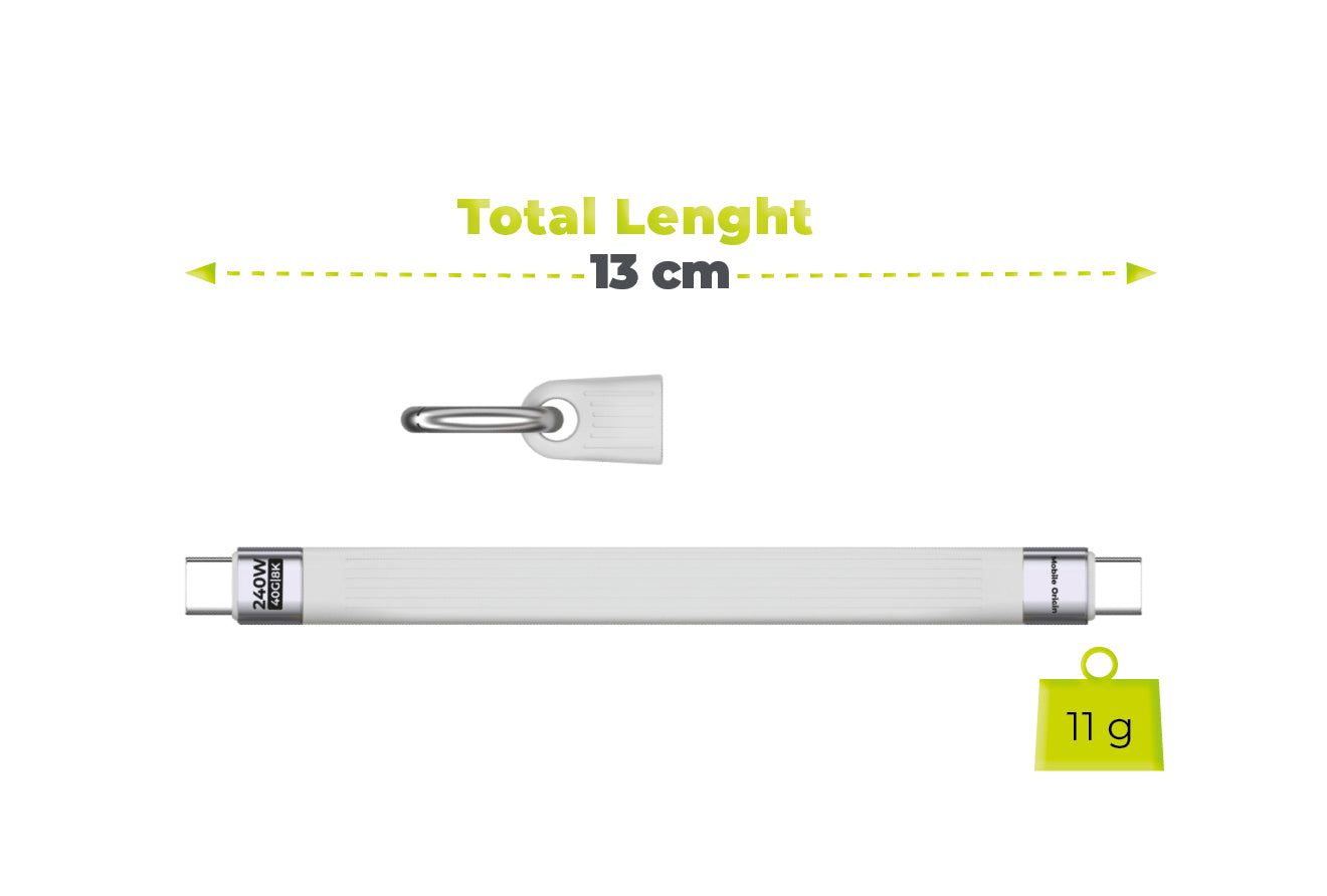 Mobile Origin CB17 240W 40Gbps 8K USB-C Keychain Cable White