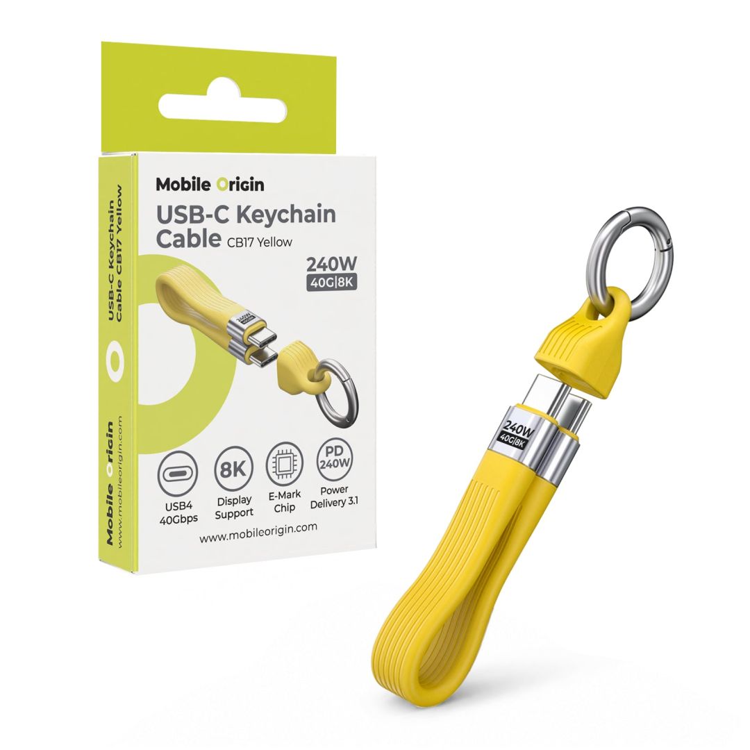 Mobile Origin CB17 240W 40Gbps 8K USB-C Keychain Cable Yellow