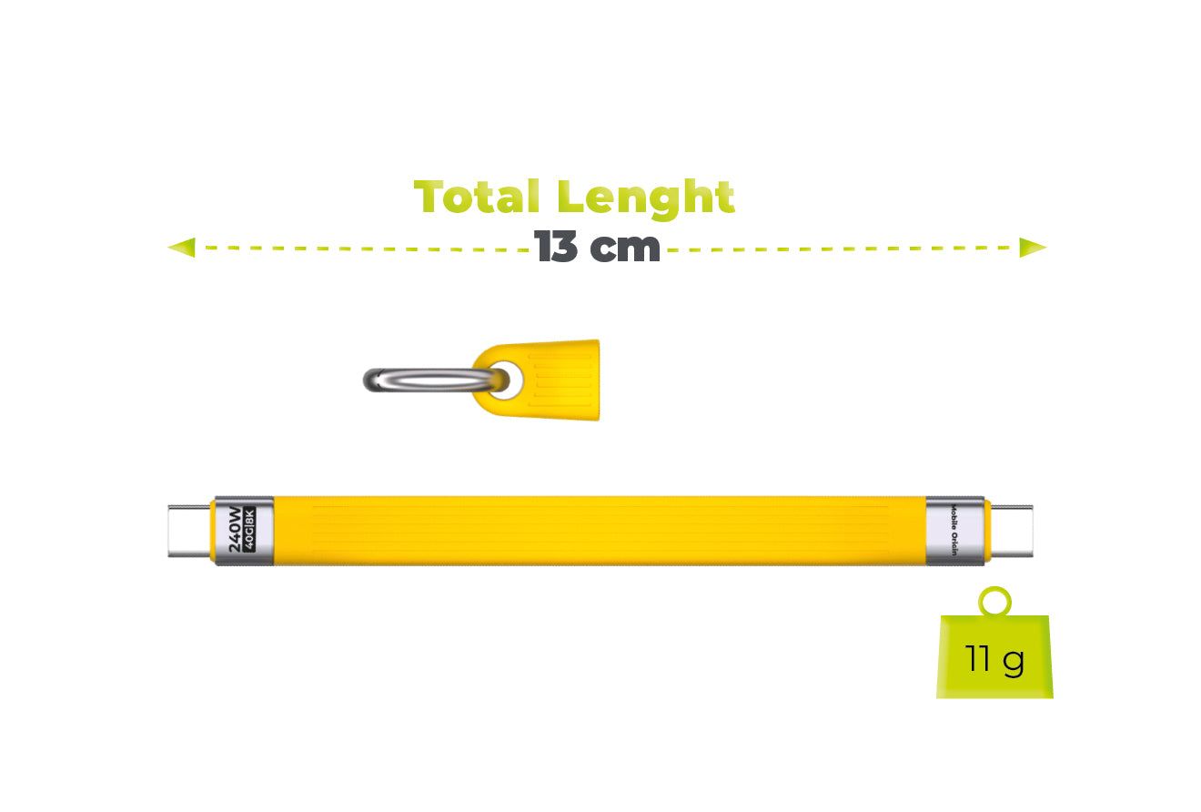 Mobile Origin CB17 240W 40Gbps 8K USB-C Keychain Cable Yellow
