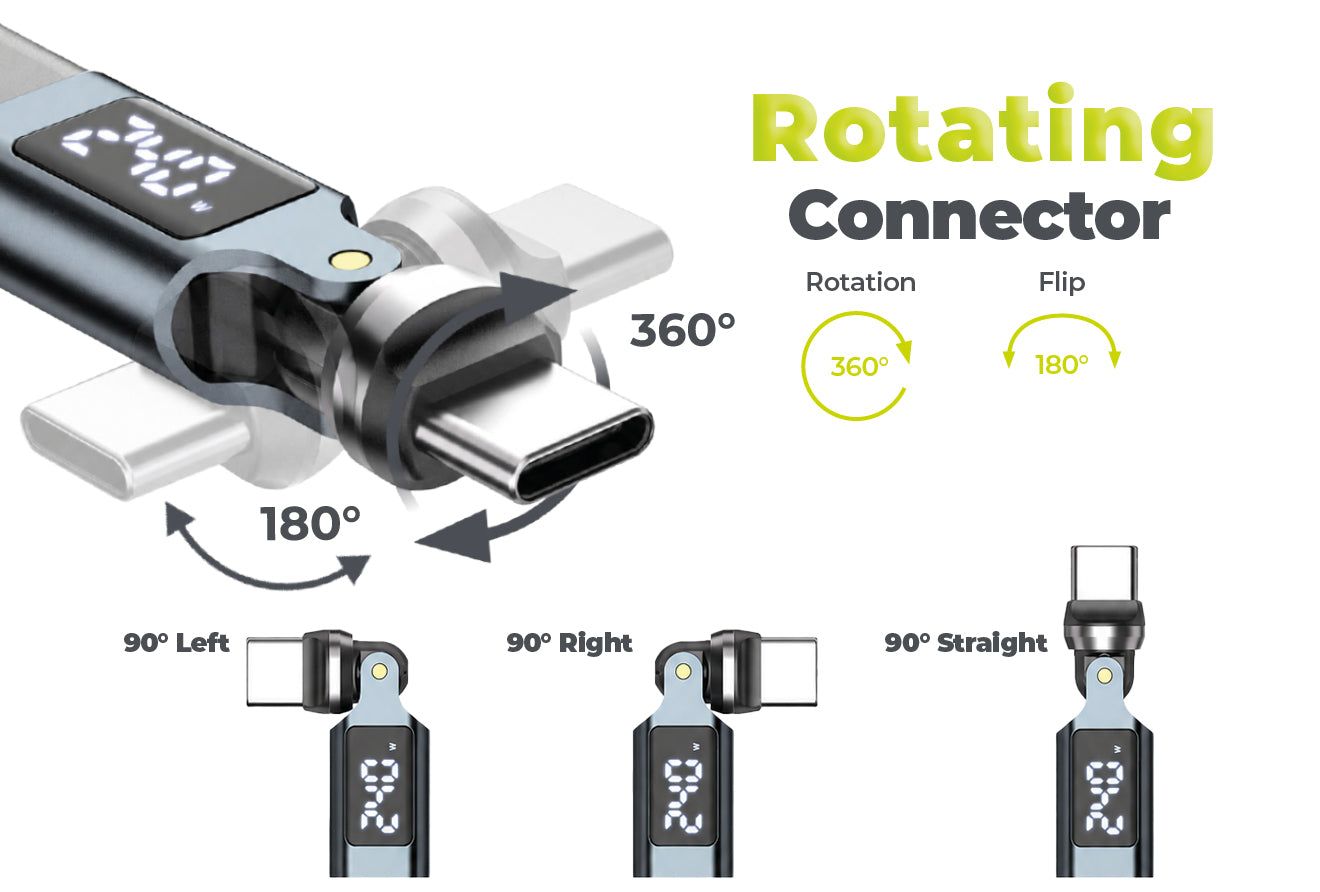 Mobile Origin CB16 240W Display 540° Rotating USB-C to USB-C Cable 1,8m Black