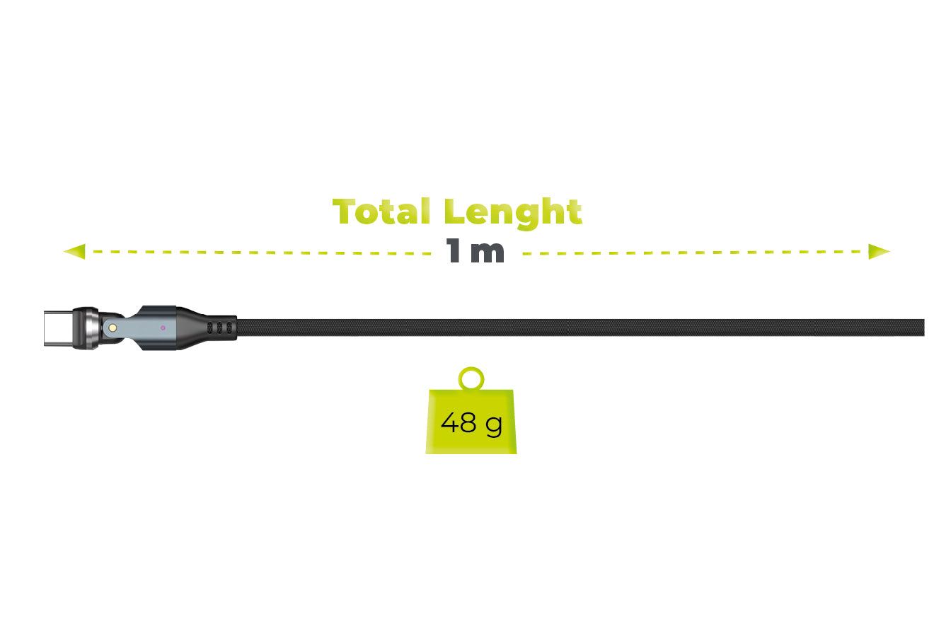 Mobile Origin CB14 240W Magnetic 540° Rotating USB-C to USB-C Cable 1m Space Gray