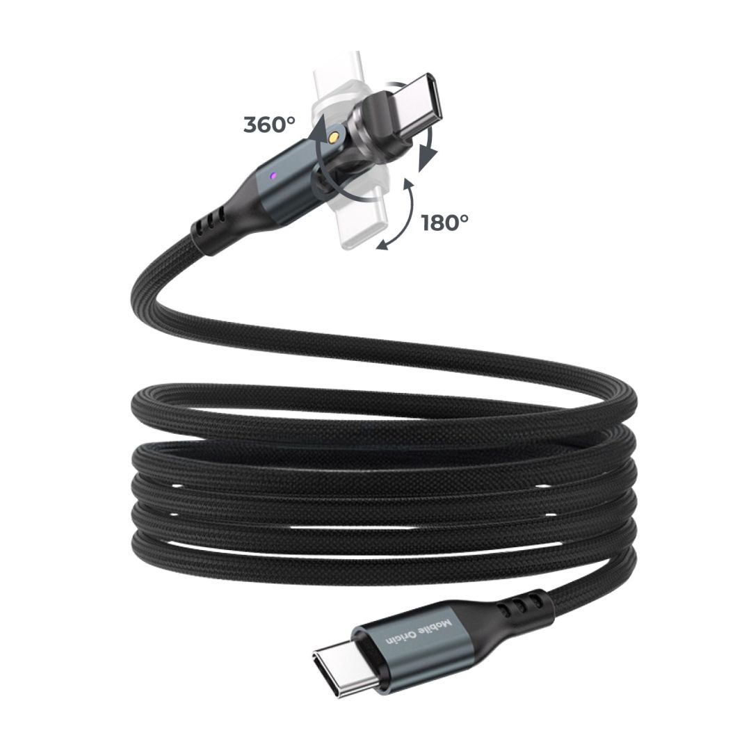 Mobile Origin CB14 240W Magnetic 540° Rotating USB-C to USB-C Cable 1m Space Gray