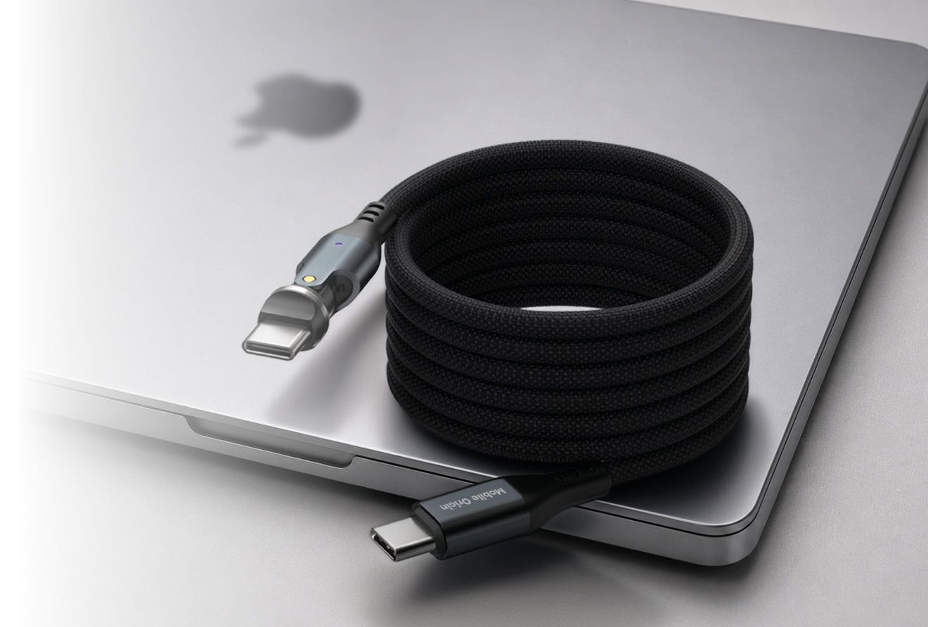 Mobile Origin CB14 240W Magnetic 540° Rotating USB-C to USB-C Cable 1m Space Gray