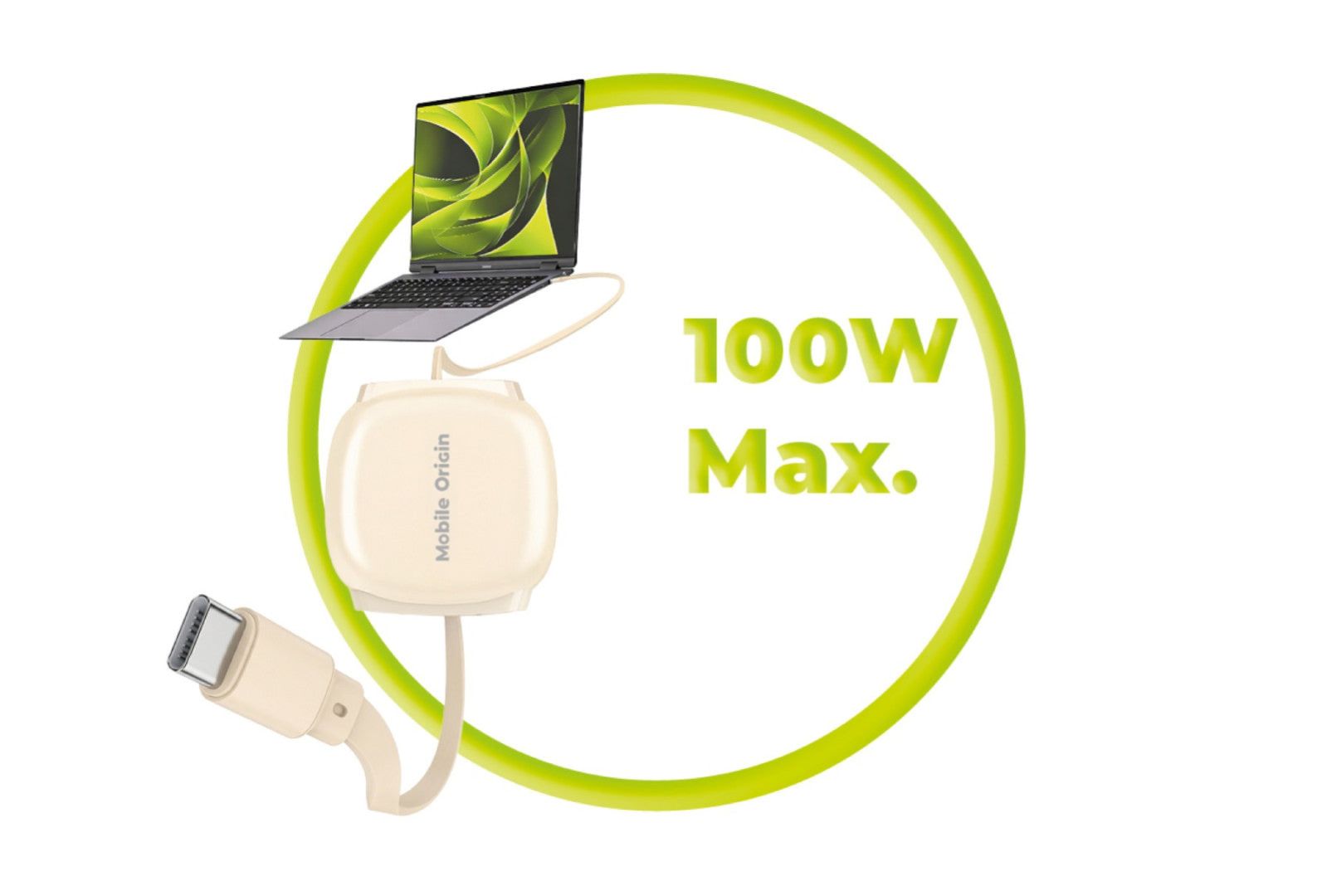 Mobile Origin Mobile Origin 100W Retractable Cable Box USB-C to USB-C CB7 Beige