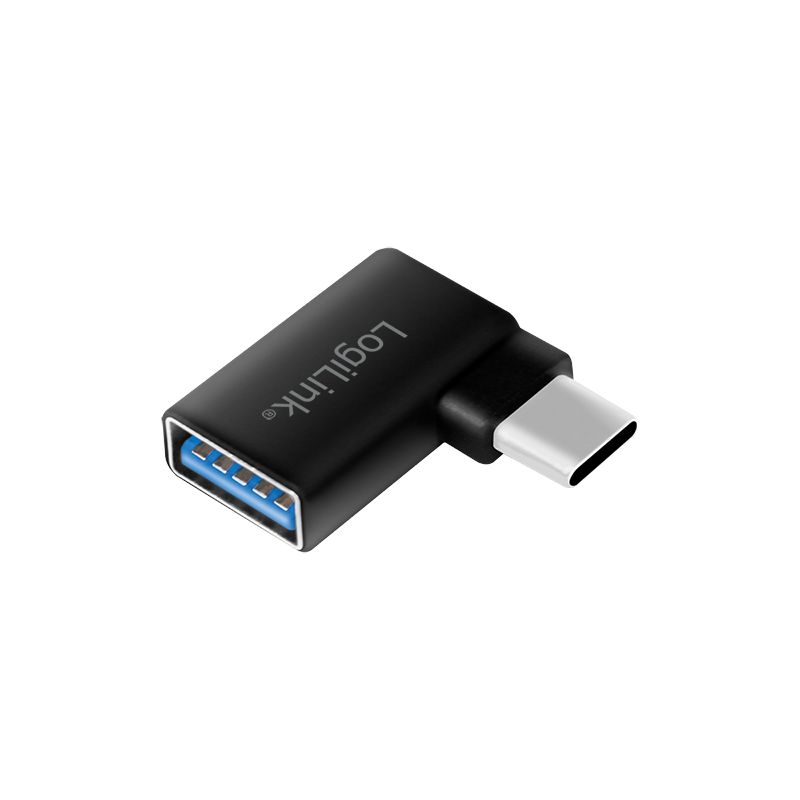 Logilink USB 3.2 Gen1 Type-C adapter C/M to USB-A/F 90° angled Black